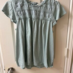 Ella Moss Soft Blue Lace Accent Blouse